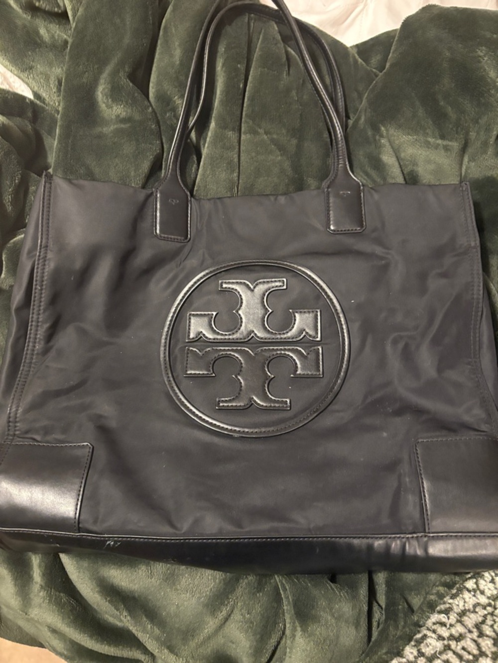 Tory Burch Black Nylon Tote with Logo Medallion